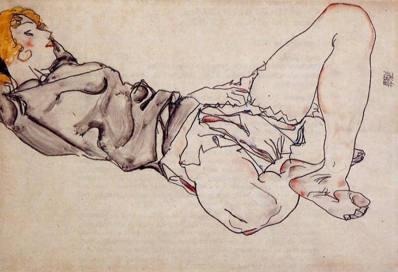 Recliing Woman With Blond Hair — Egon Schiele