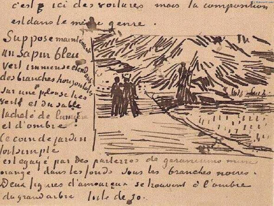 Public Garden With A Couple And A Blue Fir Tree — Vincent Willem Van Gogh