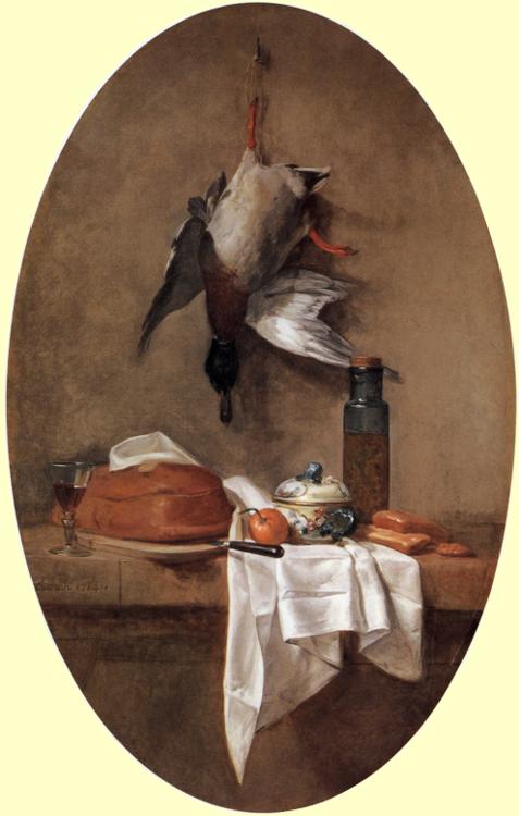 Duck With An Olive Jar — Jean-baptiste-siméon Chardin