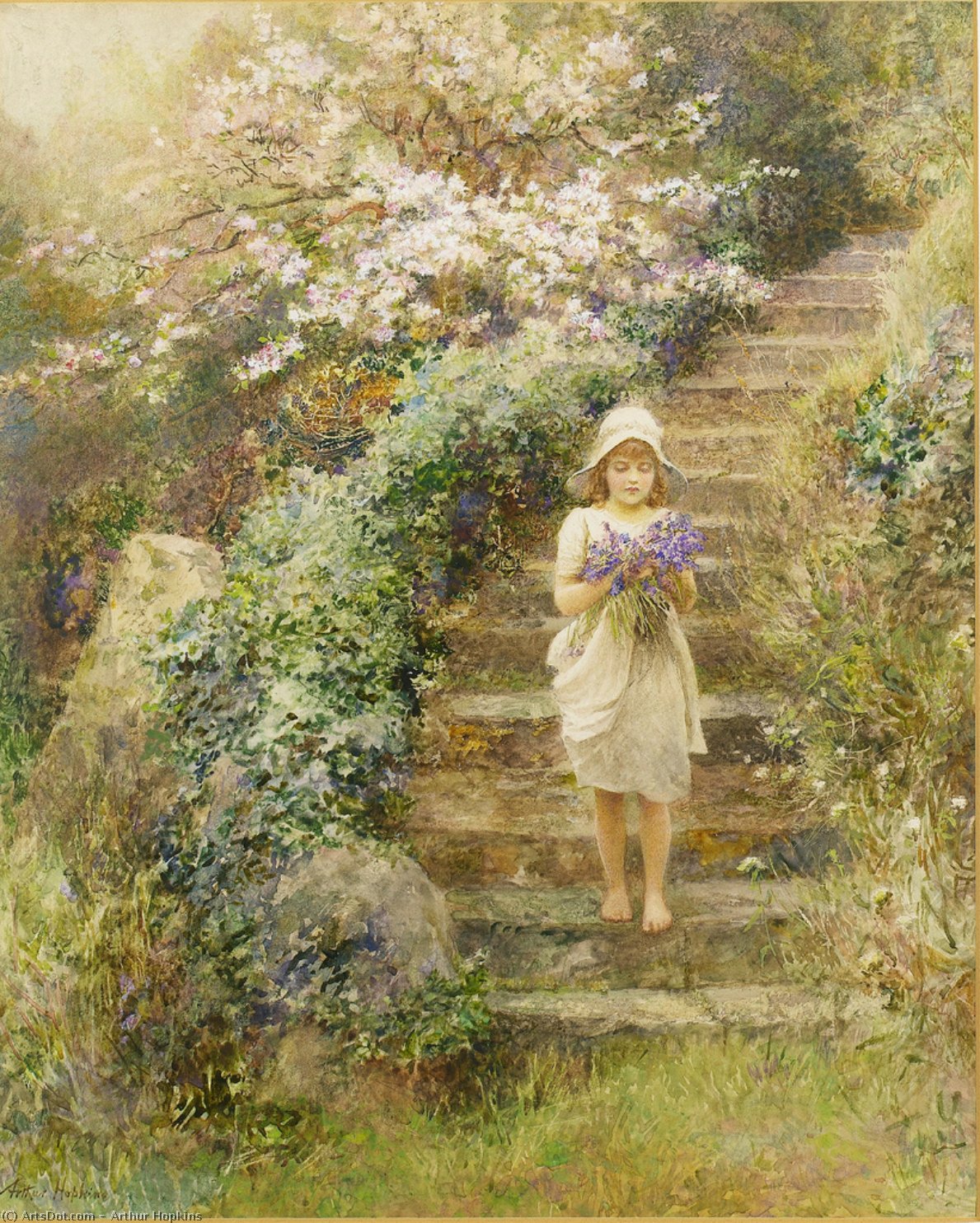A Young Girl Carrying Violets — Arthur Hopkins