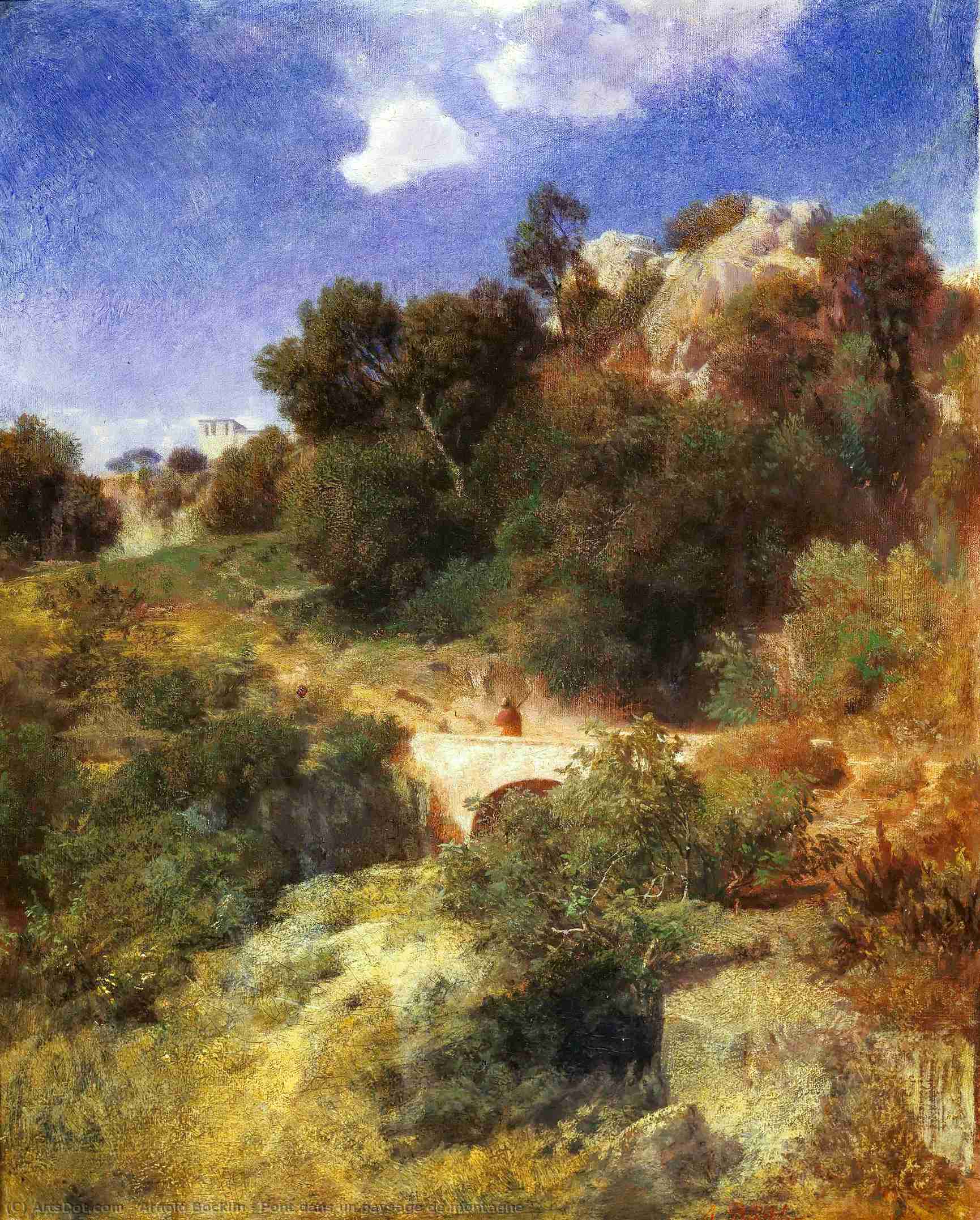 Pont Dans Un Paysage De Montagne — Arnold Böcklin