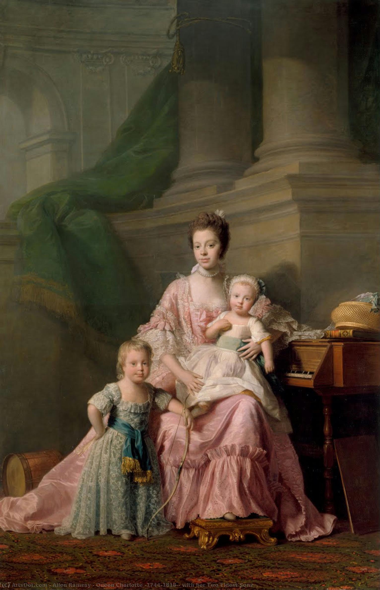 Queen Charlotte (1744-1818), With Her Two Eldest Sons — Allen Ramsay