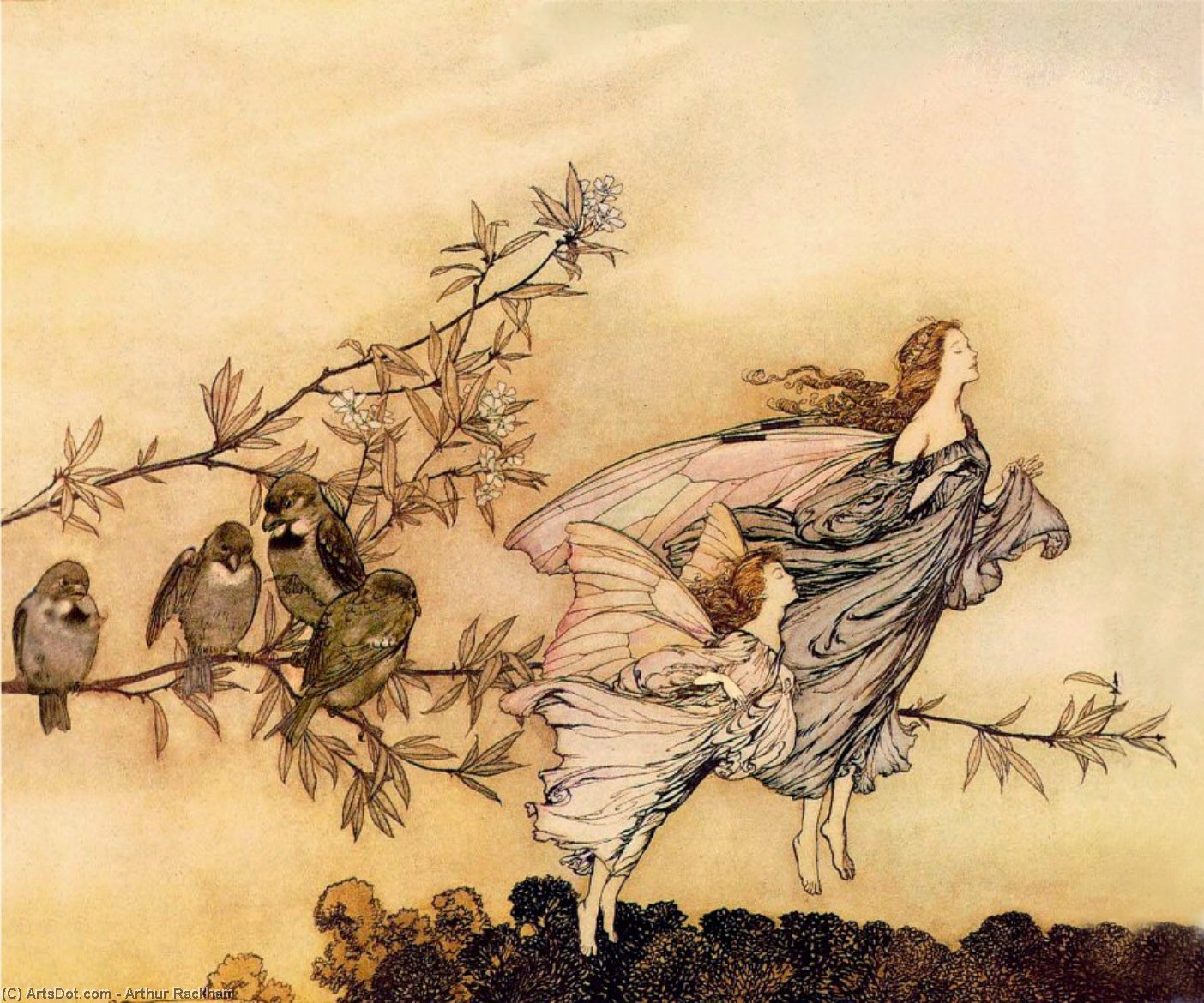 The Fairies Have Their Tiffs With The Birds (also Known As Fairy Tiffs) — Arthur Rackham