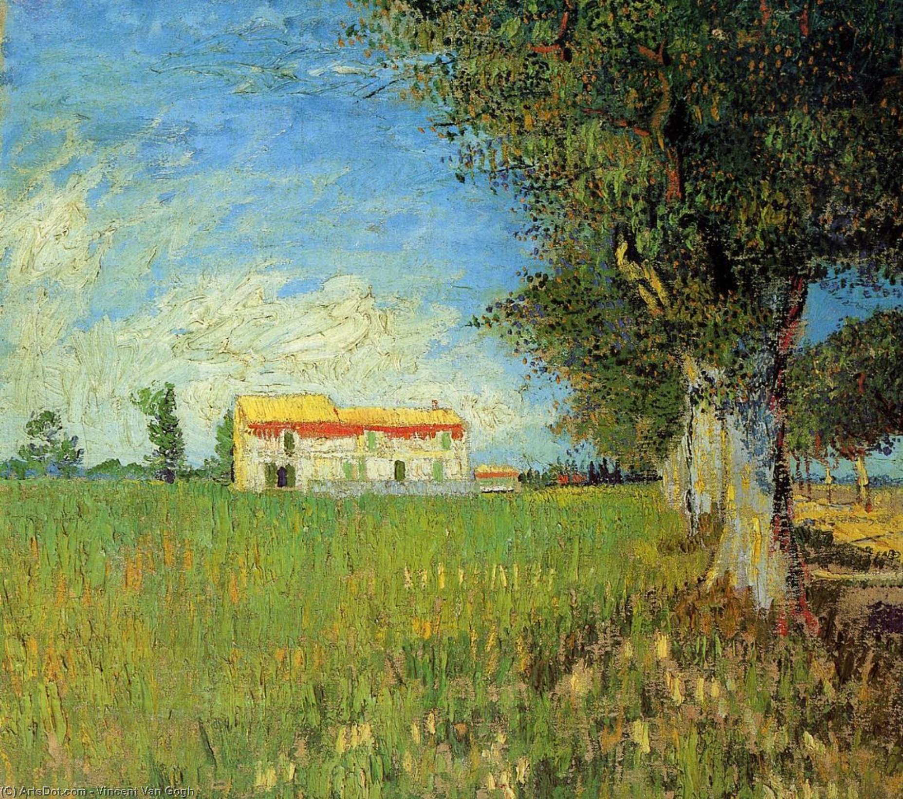 Farmhouse In A Wheat Field — Vincent Willem Van Gogh
