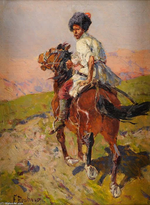 Kosake Zu Pferd. Signiert — François Flameng