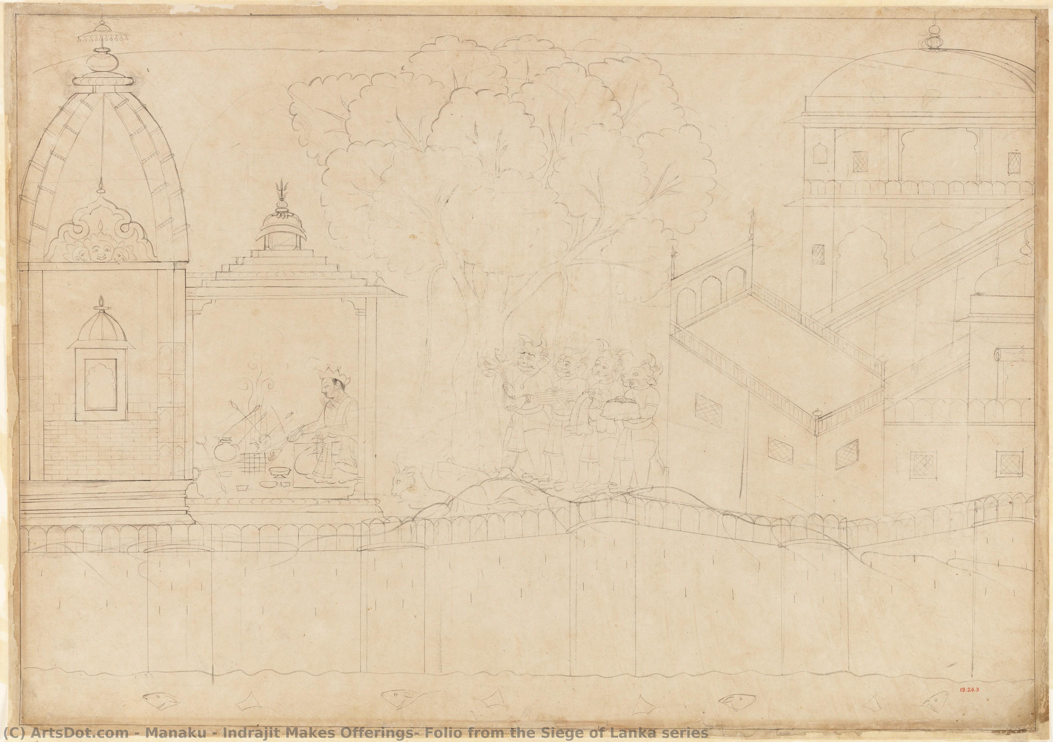 Indrajit Makes Offerings: Folio From The Siege Of Lanka Series — Manaku