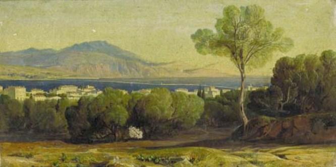 Argostóli And The Black Mountain, Cephalonia — Edward Lear