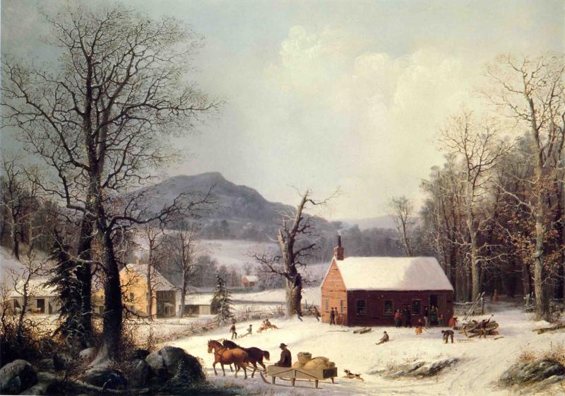 Red School House, Winter — George Henry Durrie