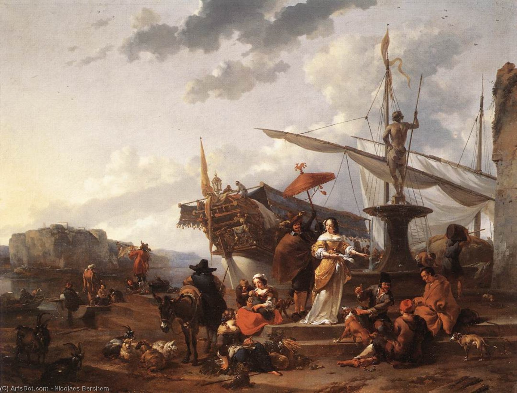 A Southern Harbour Scene — Nicolaes Pietersz Berchem