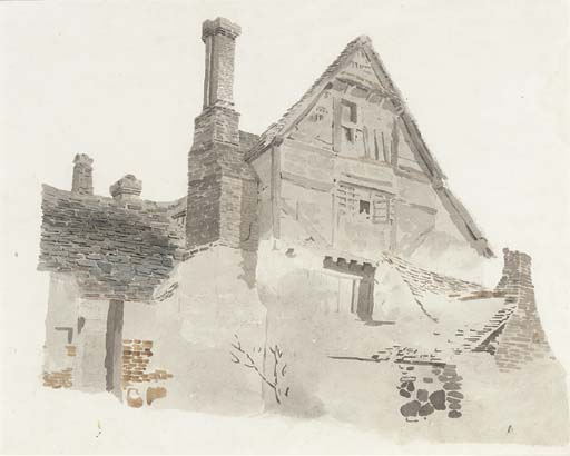 Study Of A Timber-framed Gabled Farmhouse — Cornelius Varley