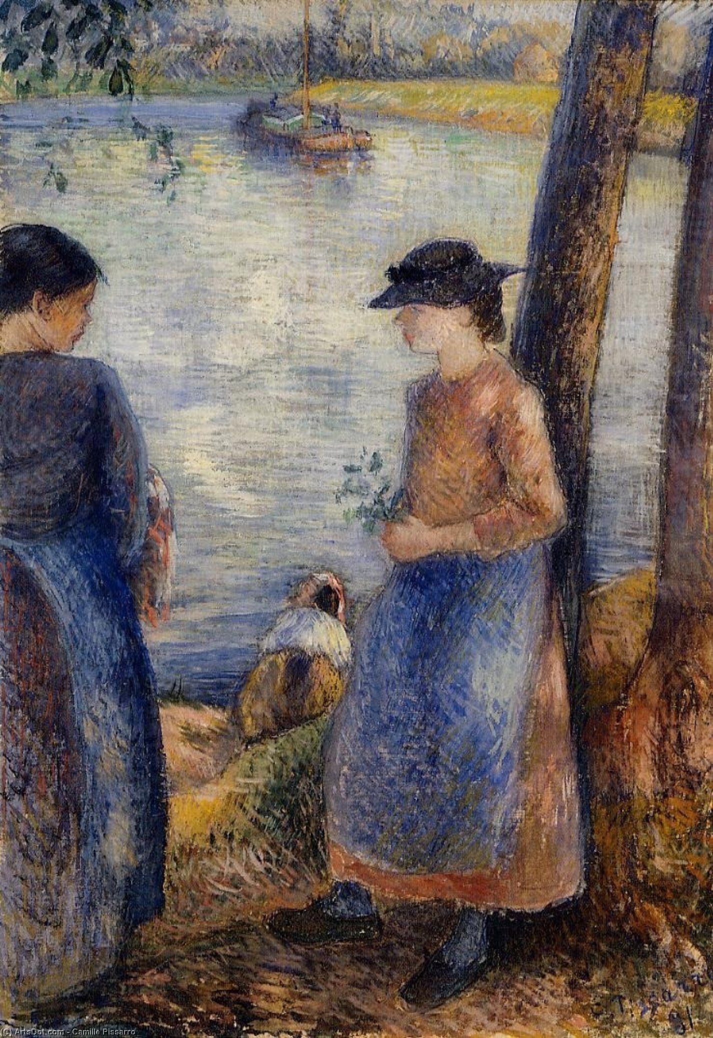 By The Water. — Camille Pissarro