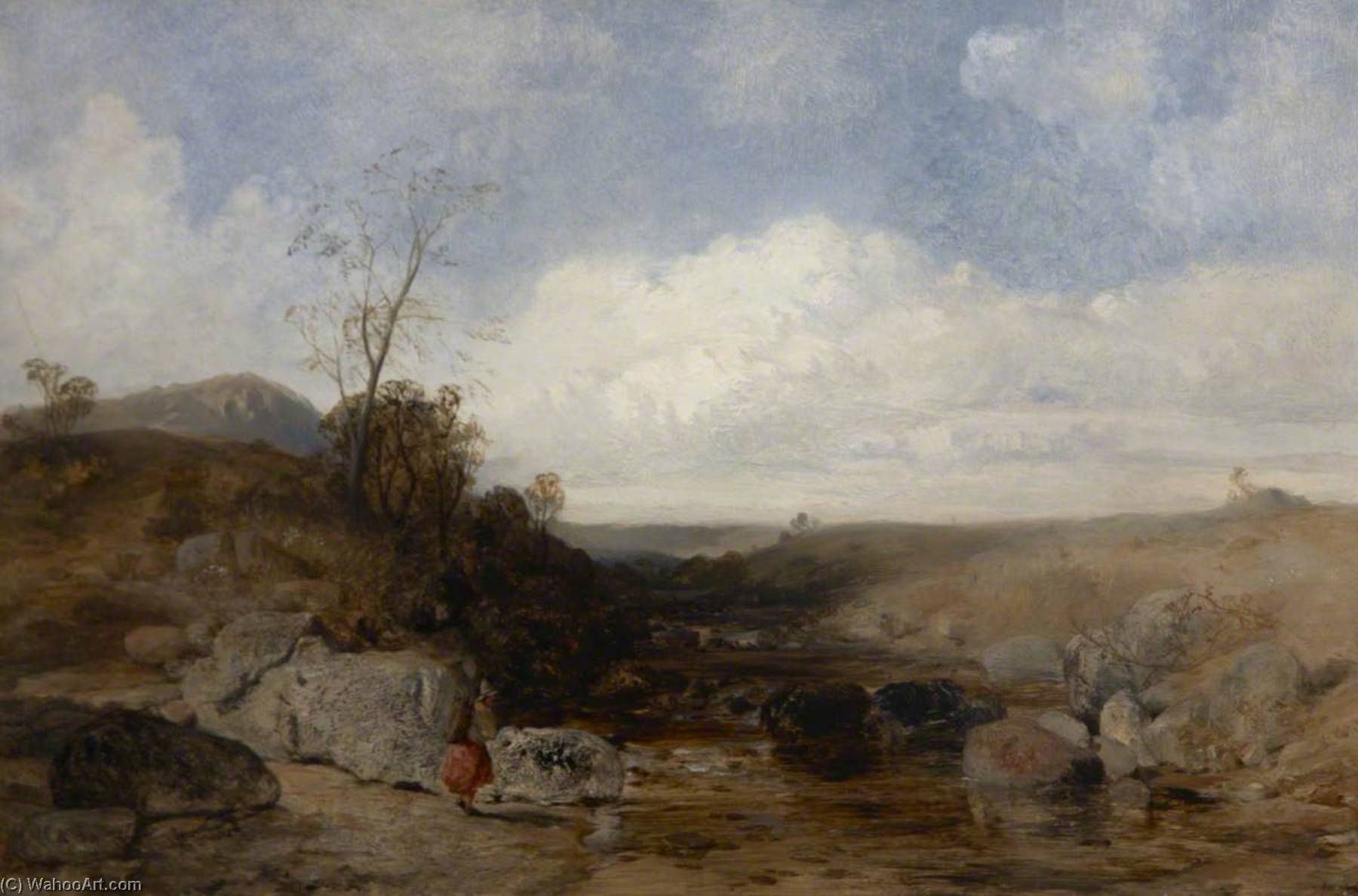 Landscape, Woman By River — John Wright Oakes