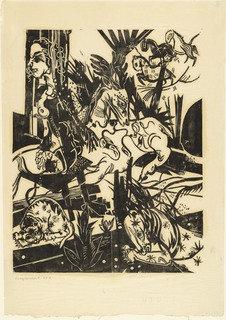Seated Girl With Stag (sitzendes Mädchen Mit Hirsch) — Heinrich Campendonk