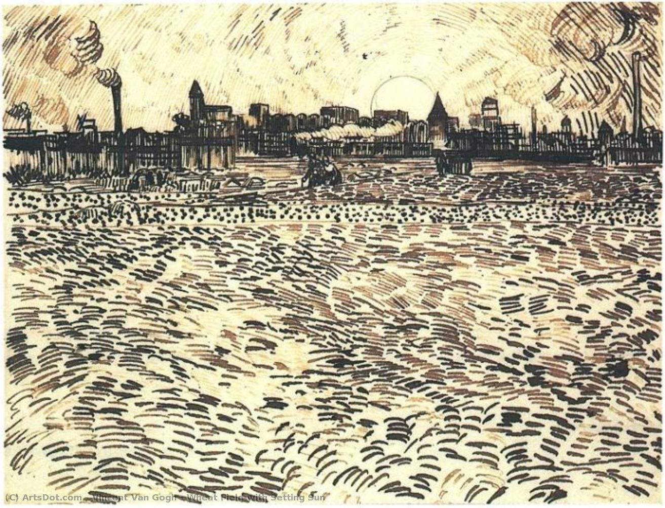 Wheat Field With Setting Sun — Vincent Willem Van Gogh