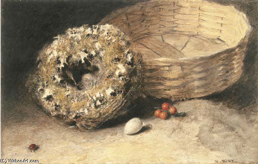 Still-life With Basket, Nest, Egg, Red Currants And Ladybird — William Henry Hunt