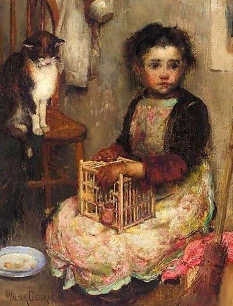 Small Girl With A Cat — Walter Frederick Osborne