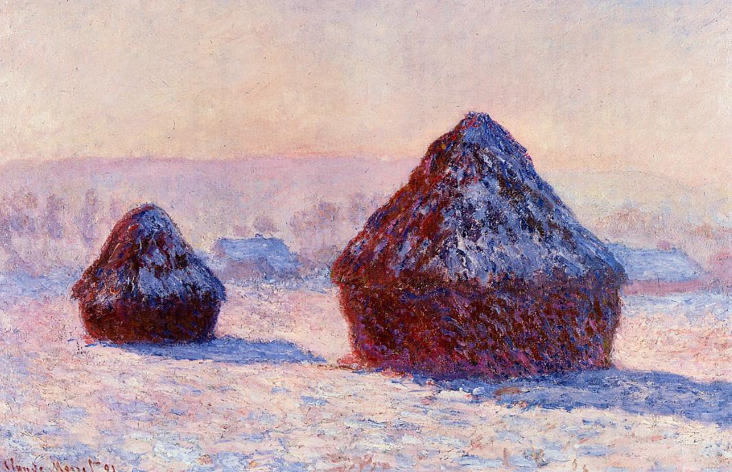 Grainstacks In The Morning, Snow Effect — Claude Monet