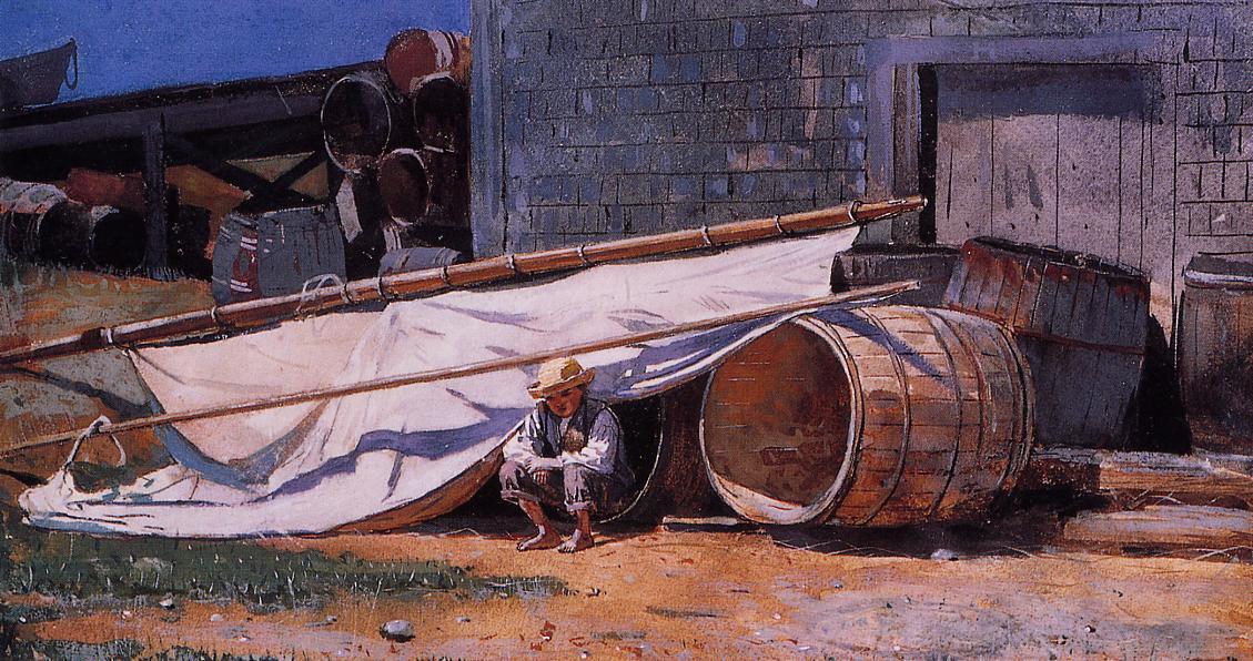 Boy In A Boatyard (aka Boy With Barrels) — Winslow Homer