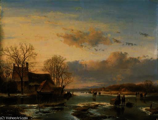 On The Maas — Andreas Schelfhout