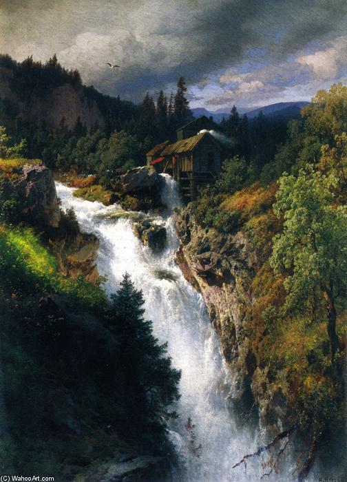 Mountain Falls By The Mill — Herman Herzog