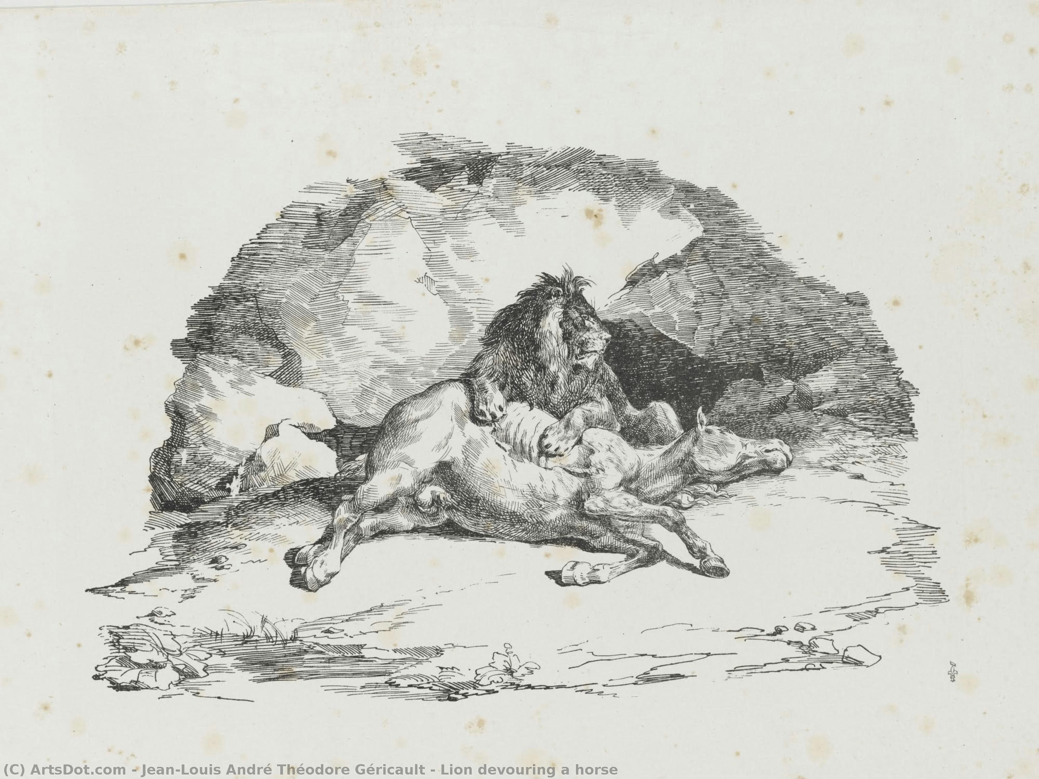 Lion Devouring A Horse — Théodore Géricault