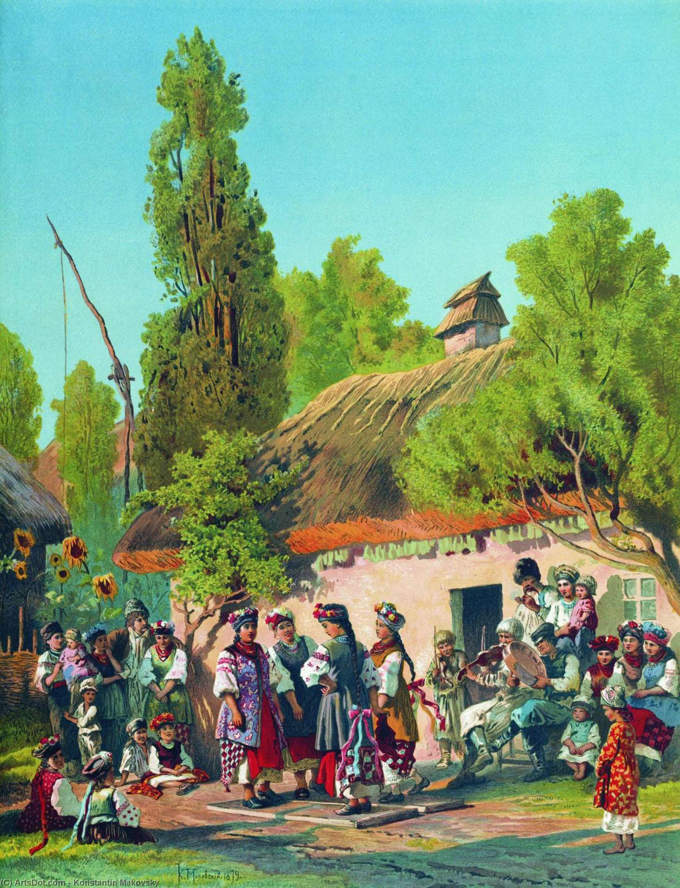Sunday Evening In The Village — Konstantin Yegorovich Makovsky