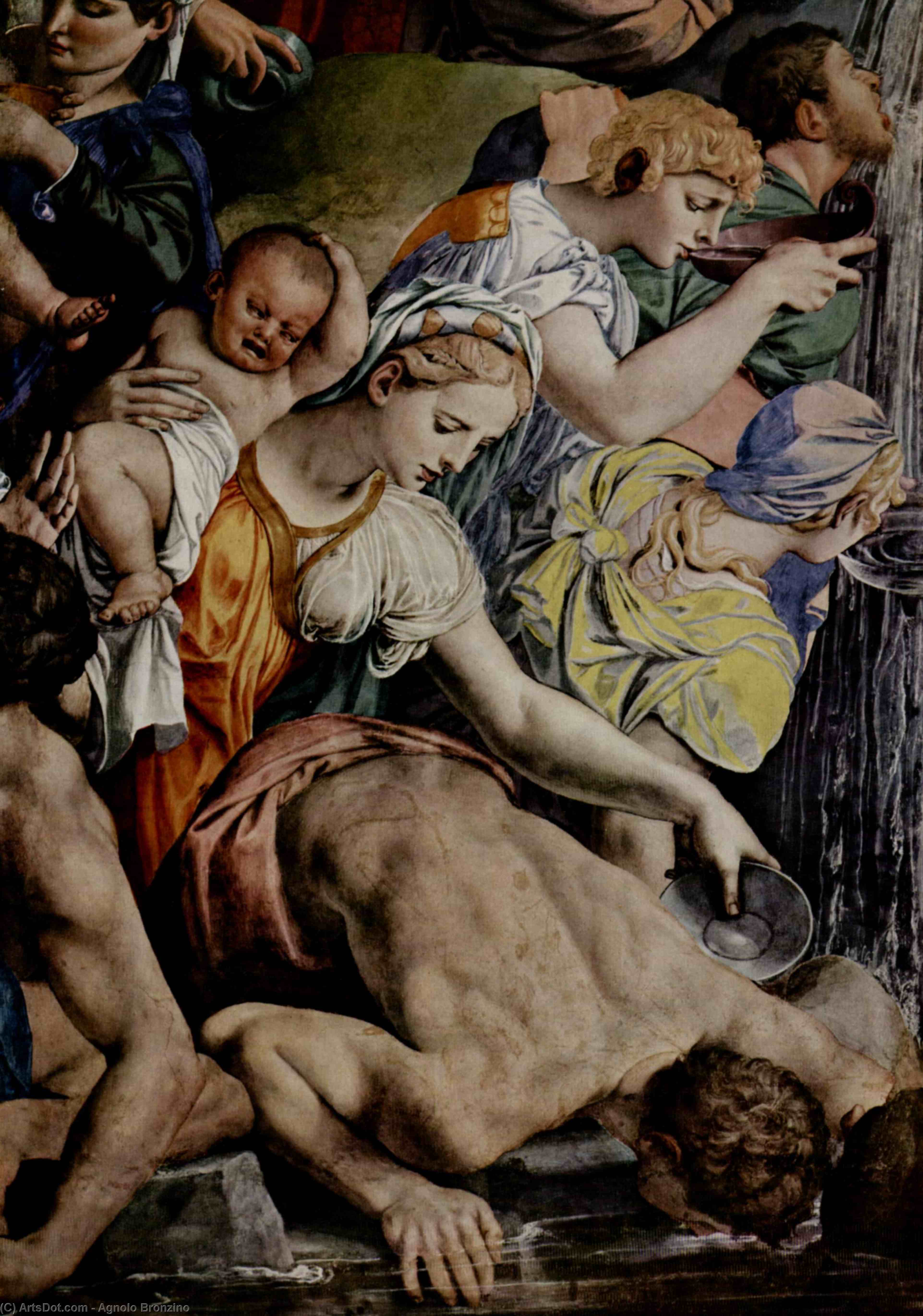 Moses Strikes Water From The Wall Rocks — Agnolo Bronzino