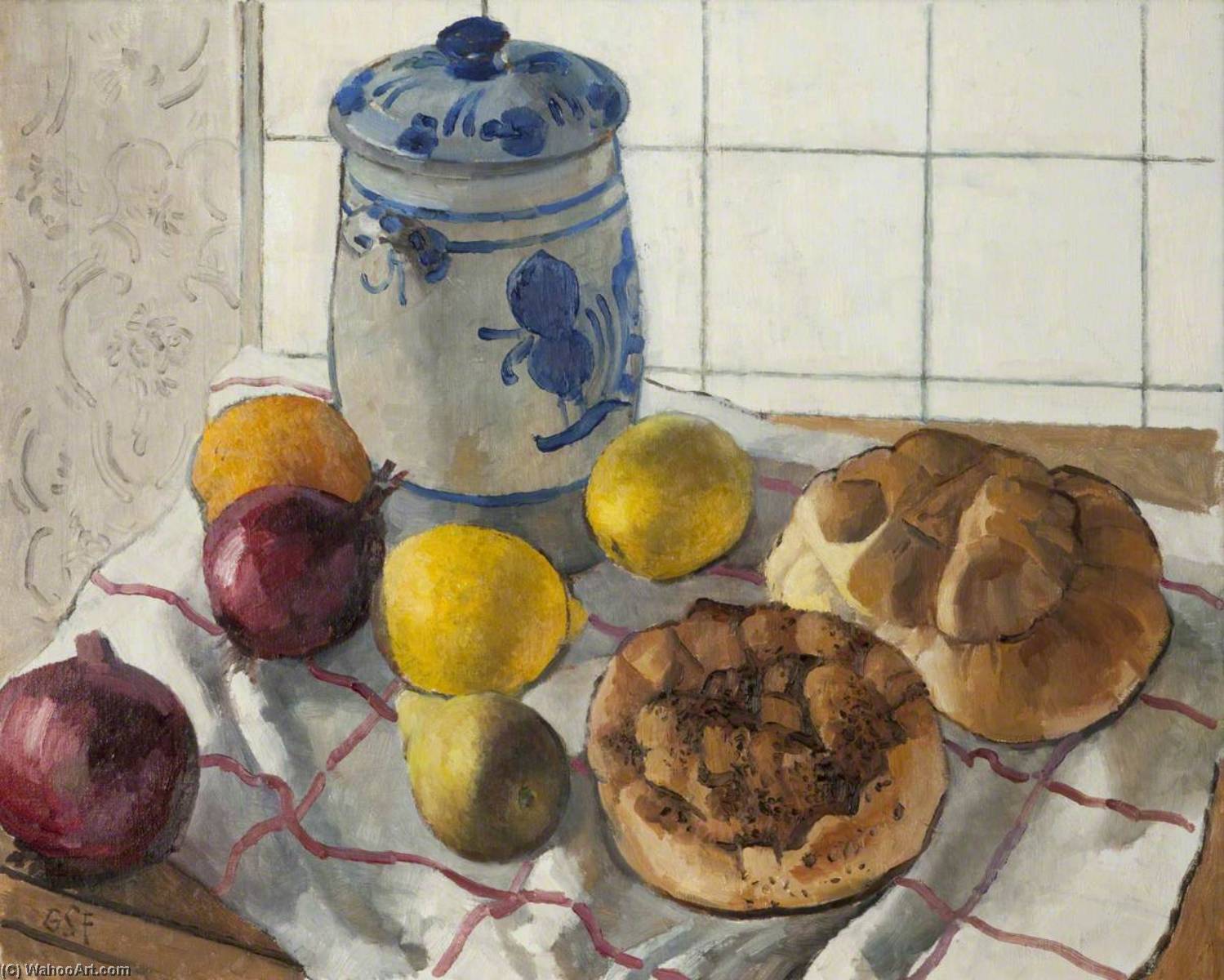 Still Life – Bread, Fruit And Jar — Geoffrey Scowcroft Fletcher