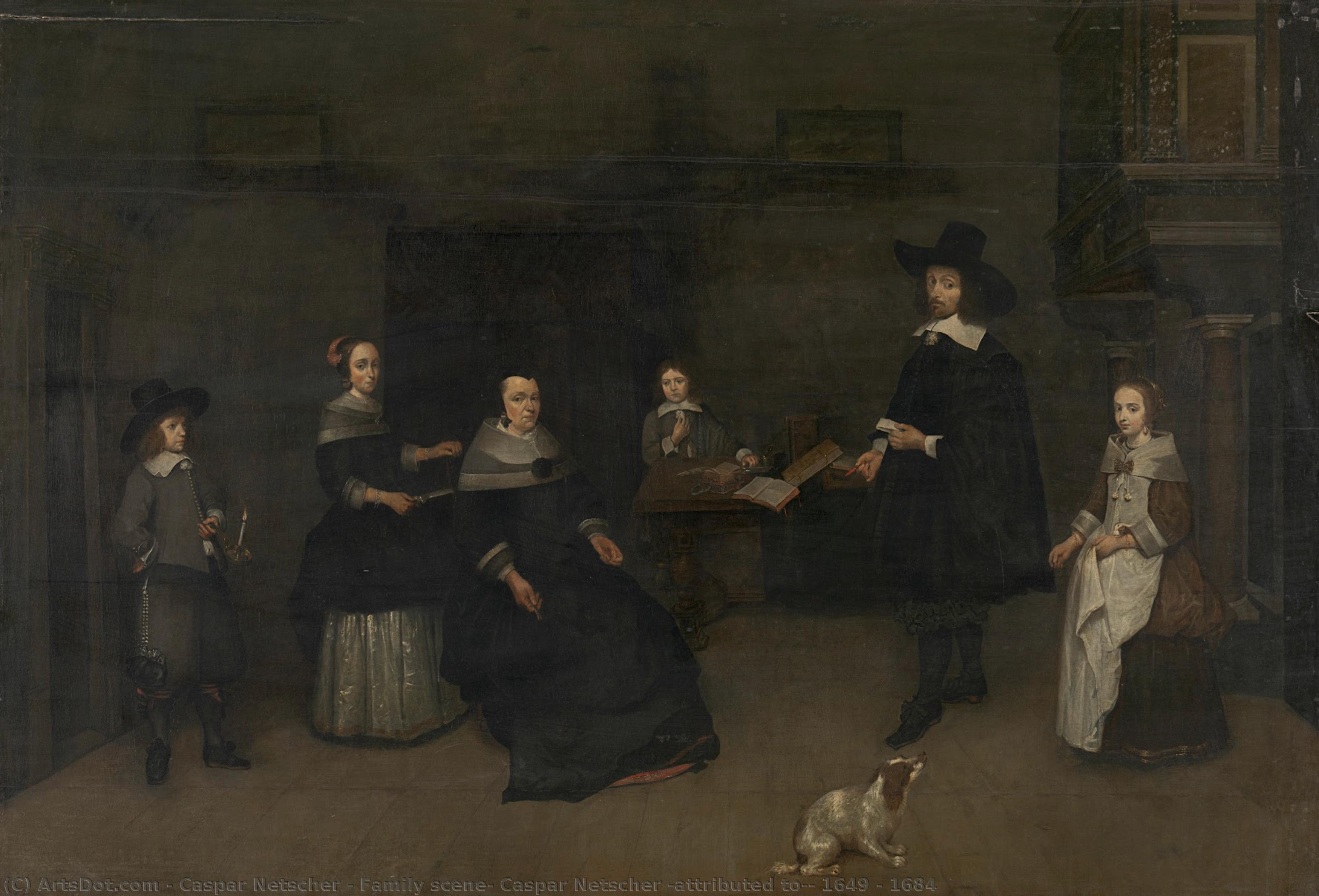 Family Scene, Caspar Netscher (attributed To), 1649 - 1684 — Netscher, Caspar