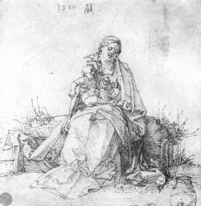 Madonna And Child On The Grassy Bank — Albrecht Dürer