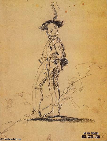 Man With A Feather Beret And Dagger — Albin Egger Lienz