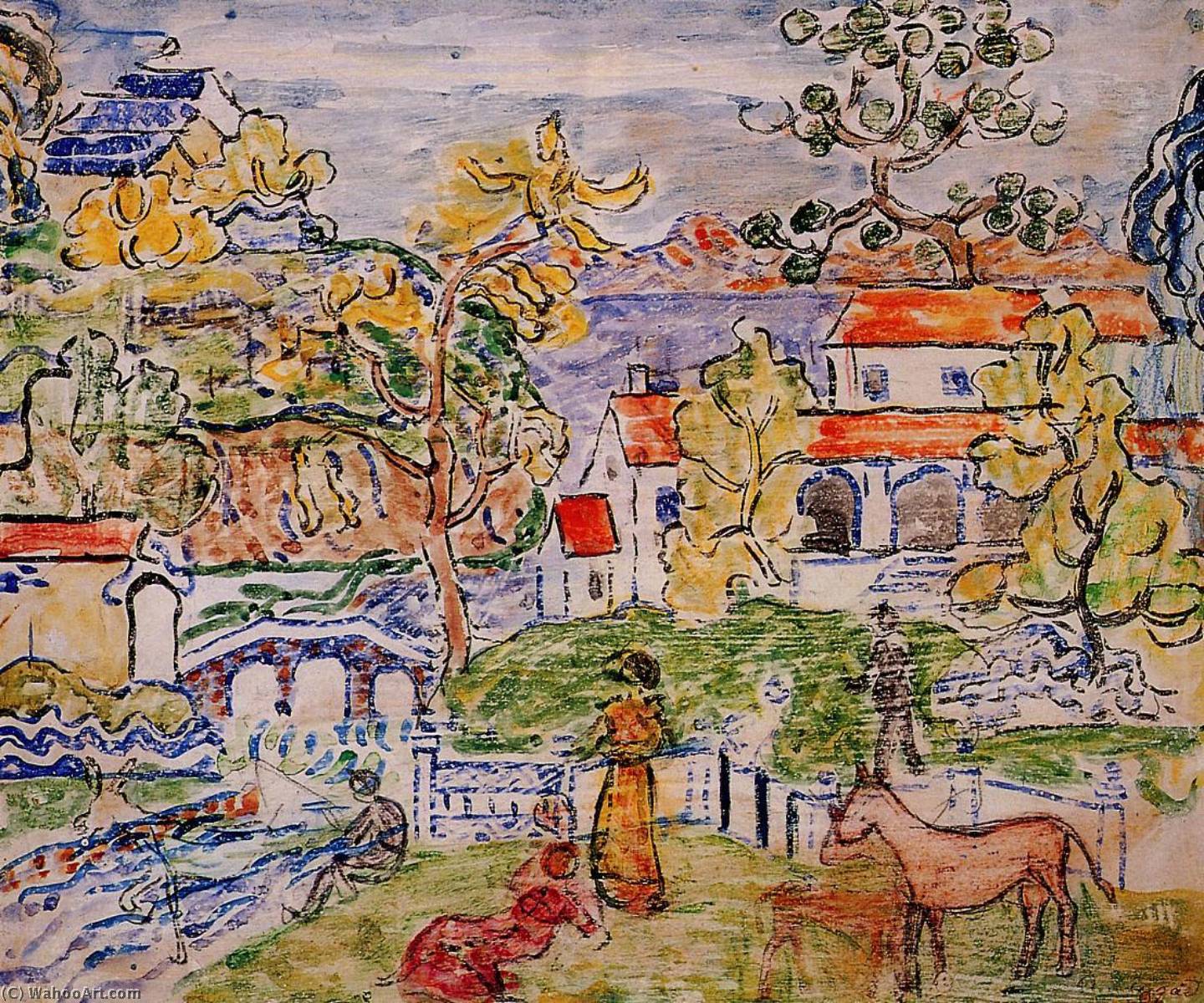 Figures And Donkeys (also Known As Fantasy With Horse) — Maurice Brazil Prendergast