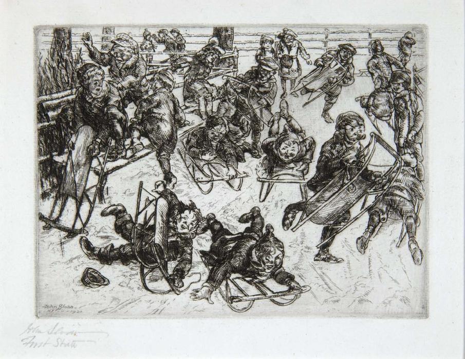 Boys Sledding — John French Sloan