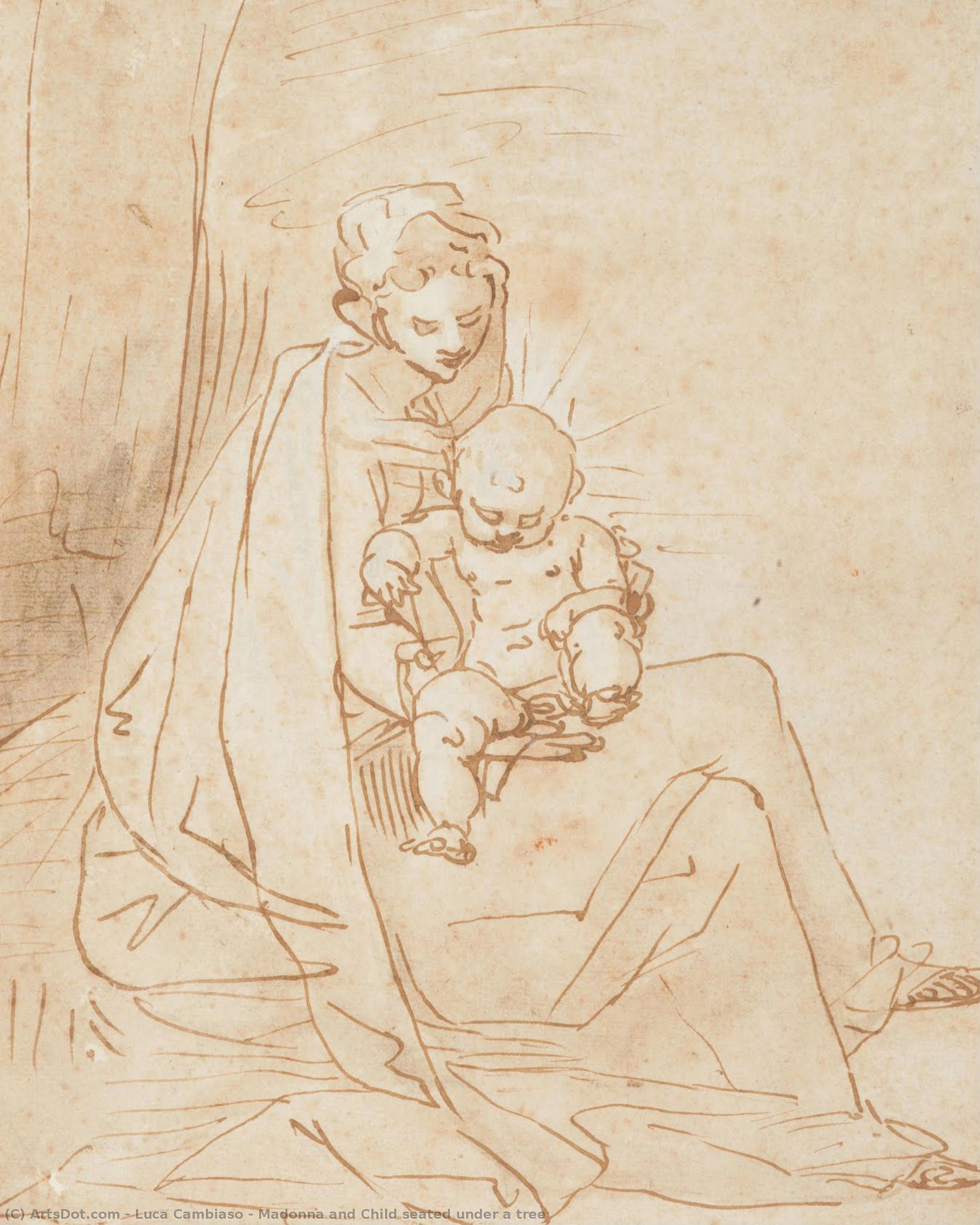 Madonna And Child Seated Under A Tree — Luca Cambiaso