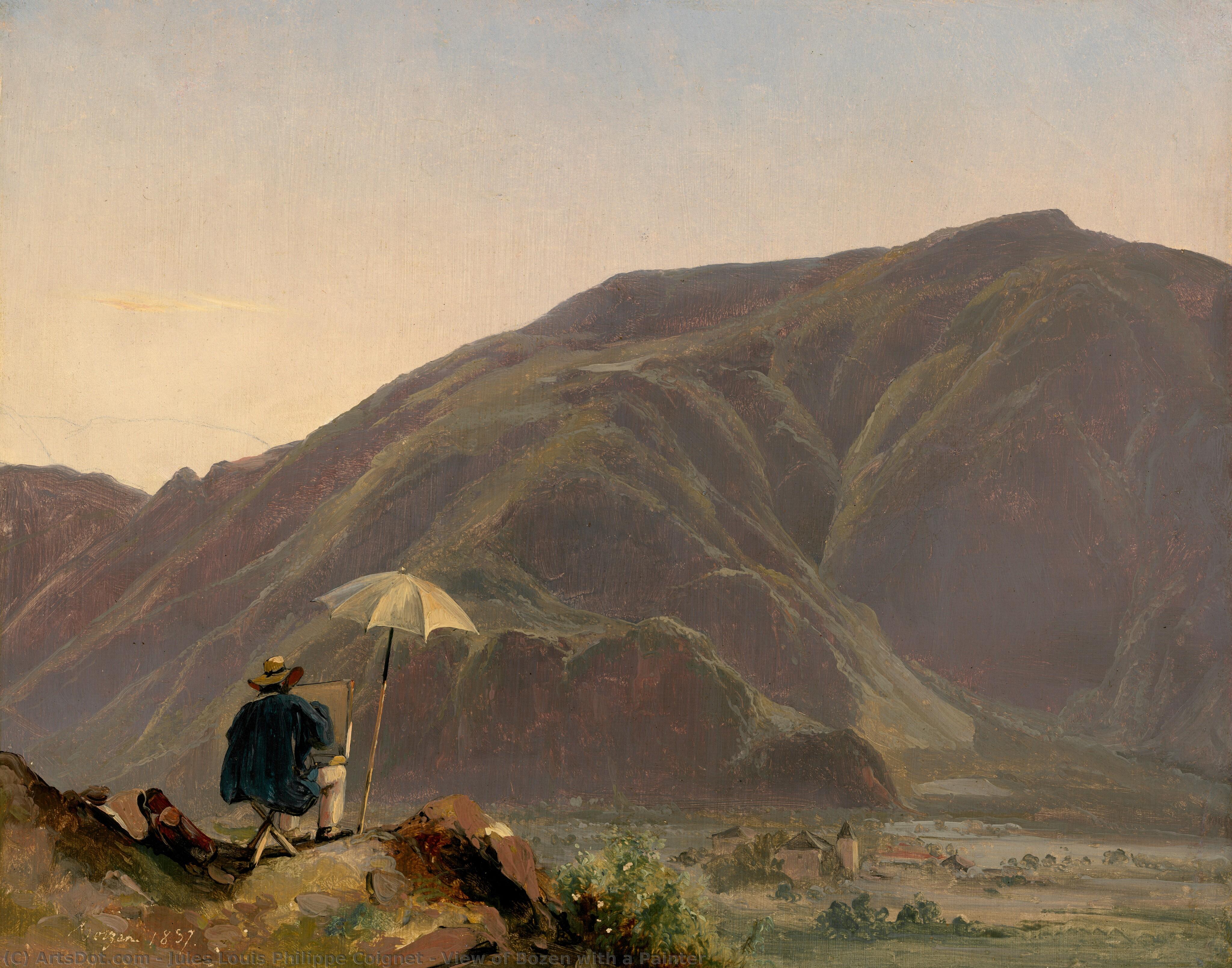 View Of Bozen With A Painter — Jules Louis Philippe Coignet