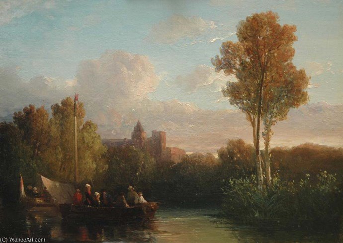 A Joyful Boat Trip At Sunset — Salomon Leonardus Verveer