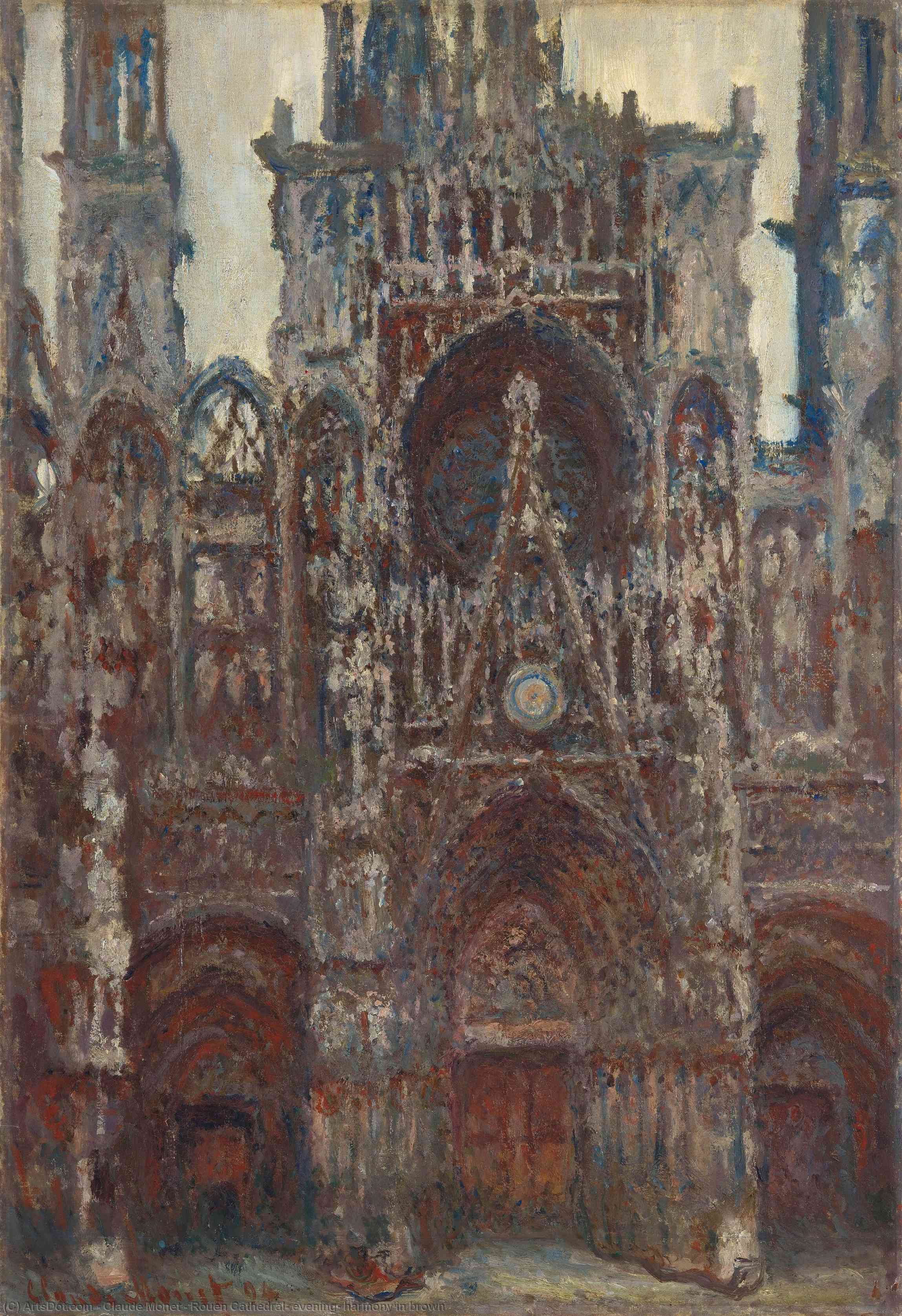 Rouen Cathedral, Evening, Harmony In Brown — Claude Monet