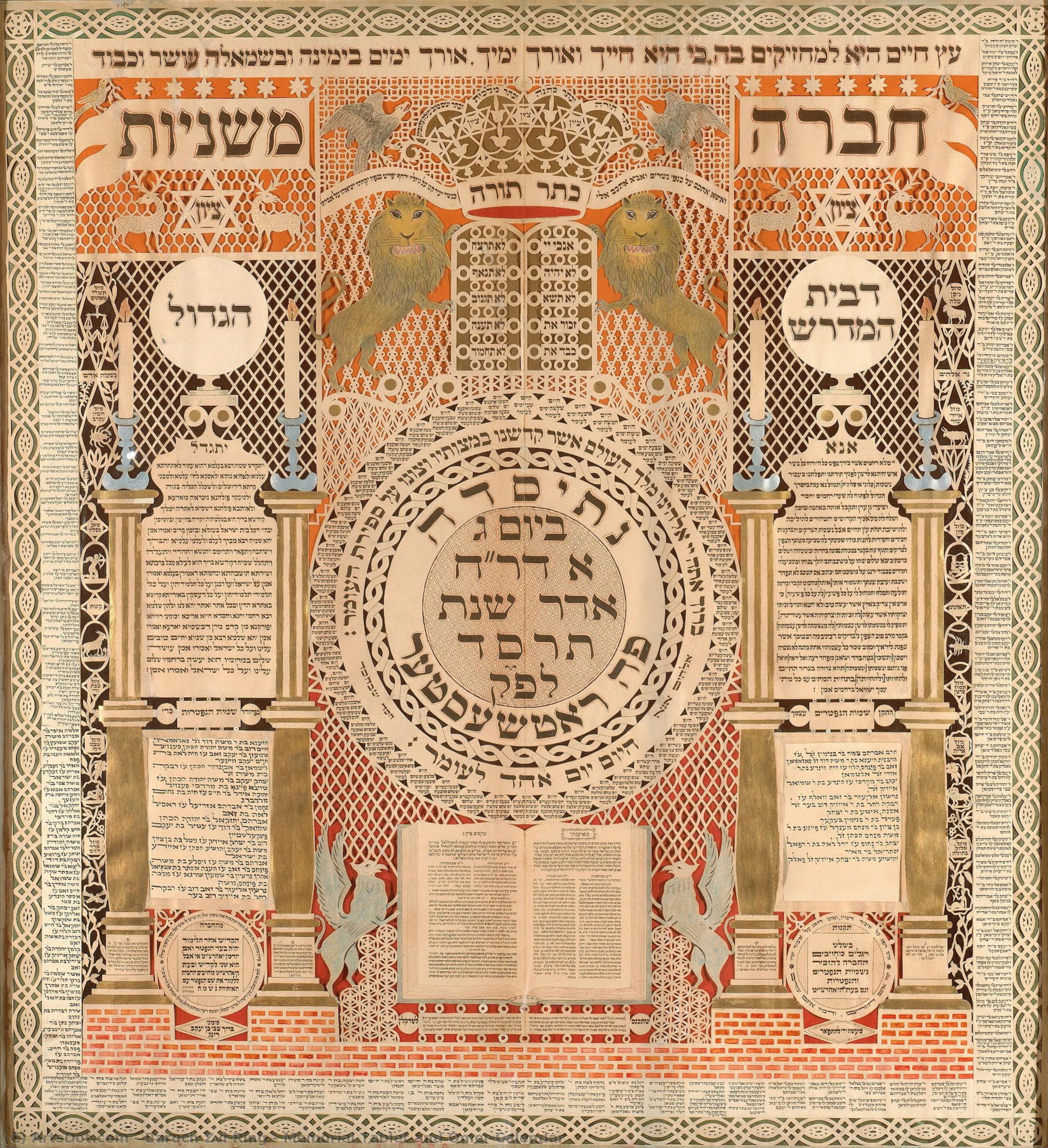 Memorial Tablet And Omer Calendar — Baruch Zvi Ring