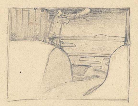 Skizze Eines Mannes Mit Horn — Nikolai Konstantinowitsch Roerich