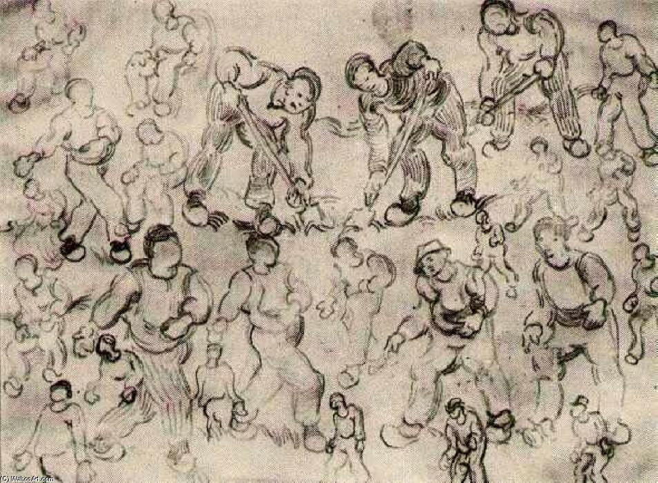 Sheet With Numerous Figure Sketches — Vincent Willem Van Gogh