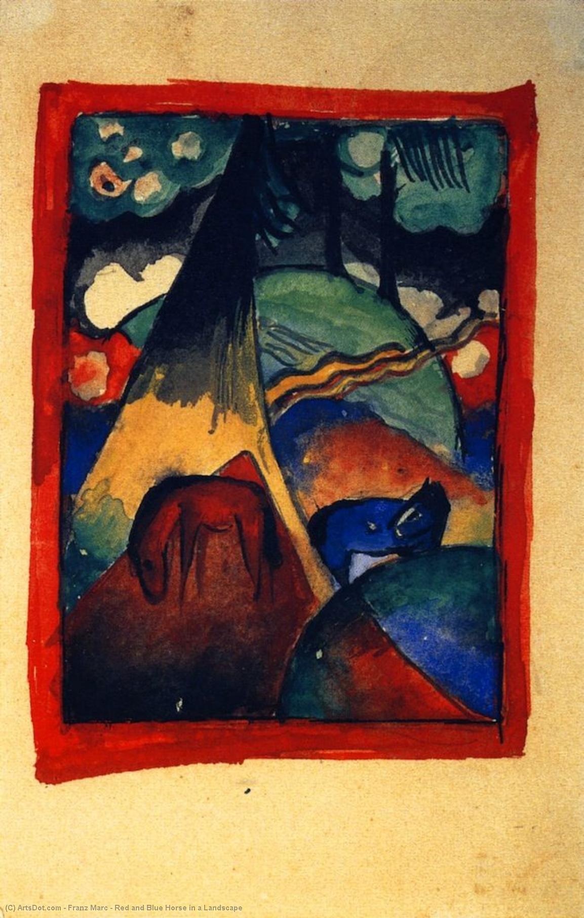 Red And Blue Horse In A Landscape — Franz Marc