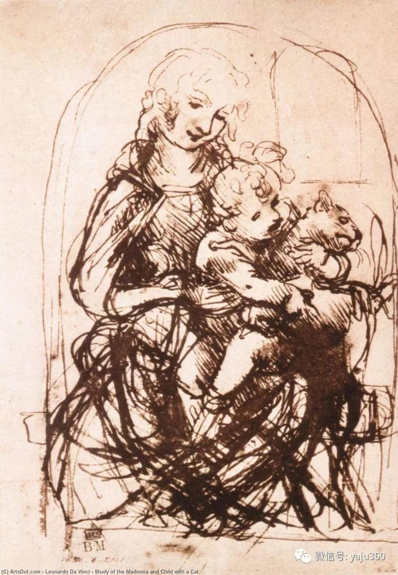 Study Of The Madonna And Child With A Cat — Leonardo Da Vinci