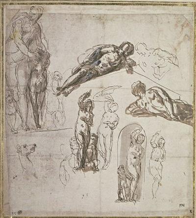 Studies Of Diana With Her Dogs And Decorative Figures — Paolo Veronese