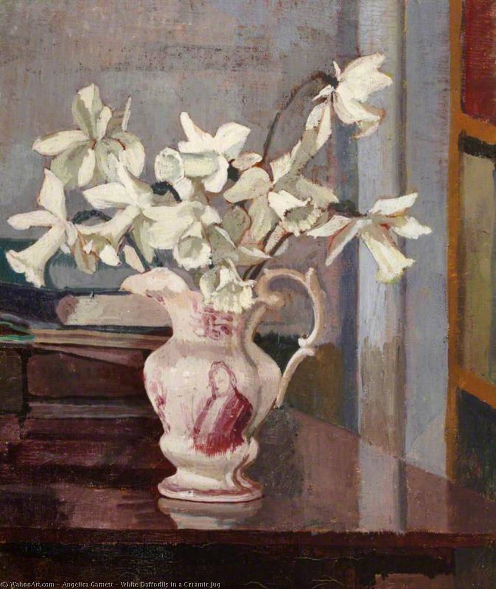 White Daffodils In A Ceramic Jug — Angelica Garnett