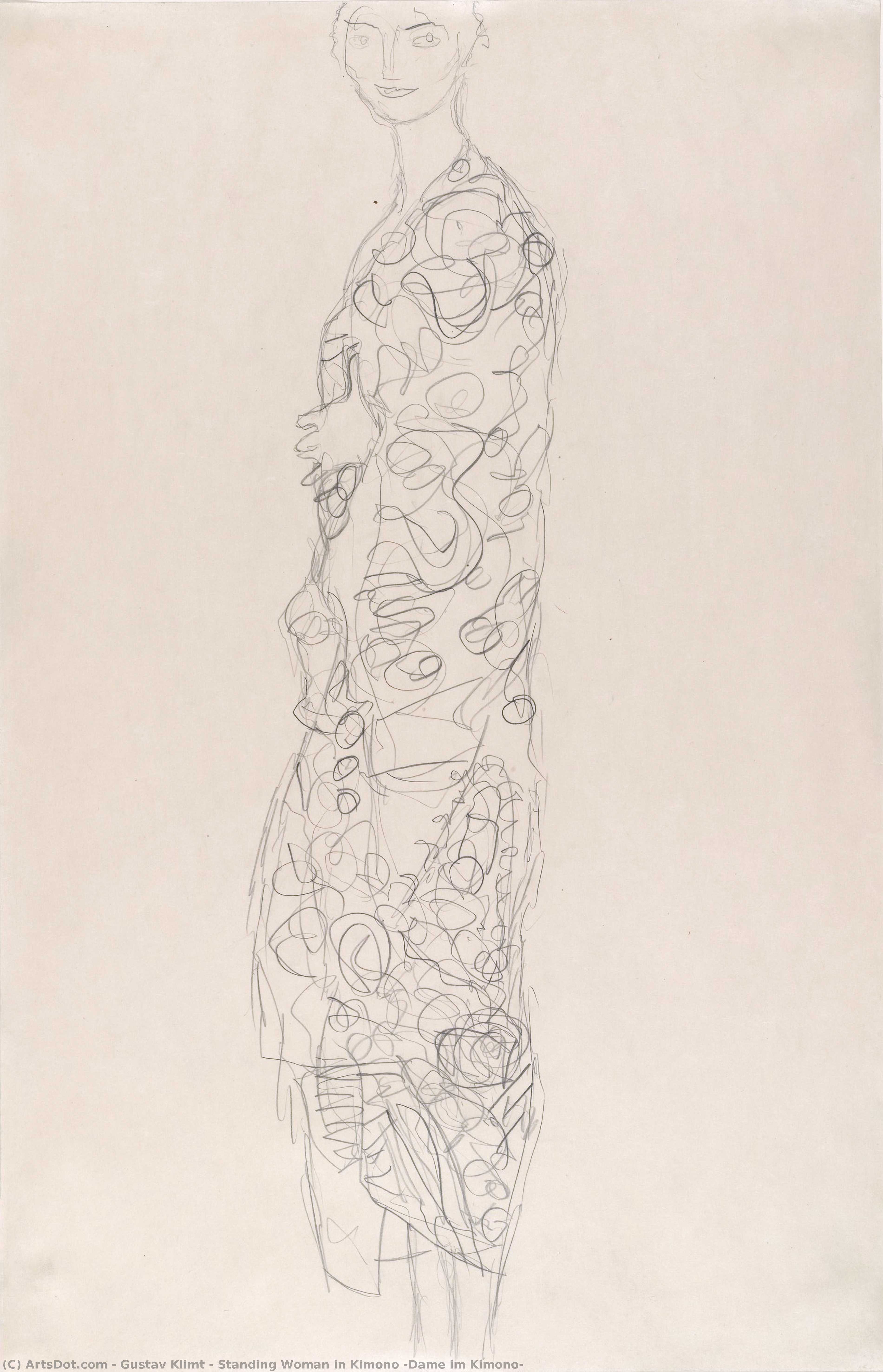 Standing Woman In Kimono (dame Im Kimono) — Gustav Klimt
