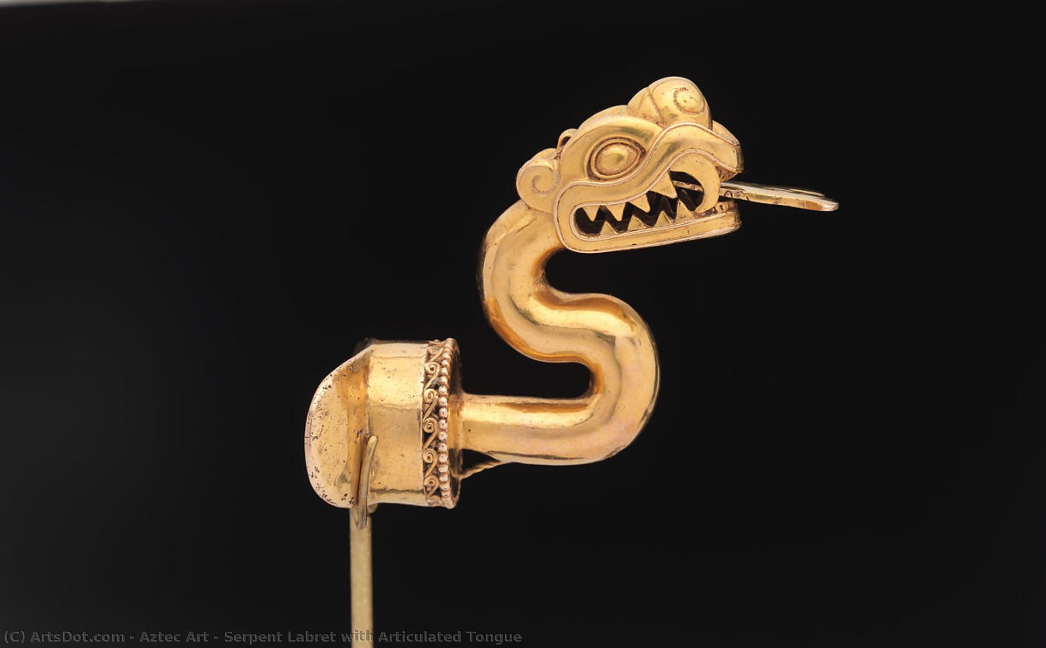 Serpent Labret With Articulated Tongue — Aztec Empire