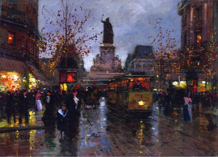 Paris, Place De La Republique At Twighlight — Edouard Cortès