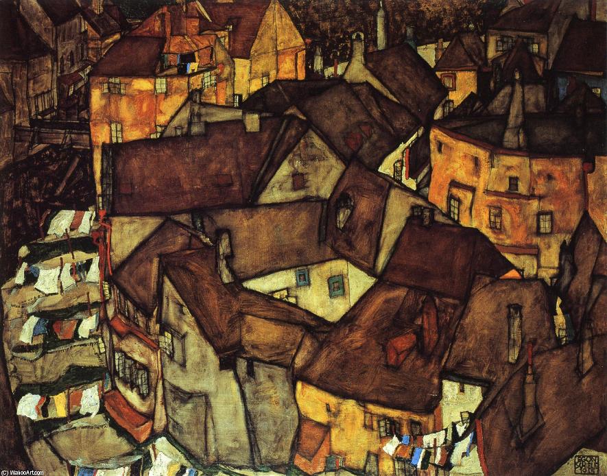 Krumau Stadt Crescent I — Egon Schiele