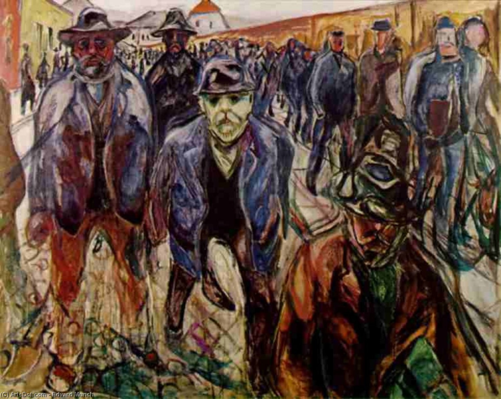 Workers Returning Home Oil Kommunes Kunstsam — Edvard Munch