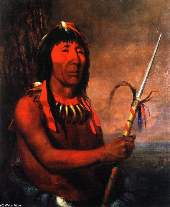 Winnebago With Bear-claw Necklace And Spear — Charles Deas